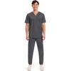 image:imageCherokee WW Revolution Scrub for Mens Tuckable VNeck Top 1 Chest PocketPewter