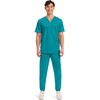image:imageCherokee WW Revolution Scrub for Mens Tuckable VNeck Top 1 Chest PocketTeal Blue