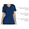 image:imageCherokee Womens Medical Scrub Top Iflex VNeck Knit Panel Top CK605Navy