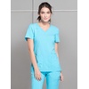 image:imageCherokee Womens Medical Scrub Top Iflex VNeck Knit Panel Top CK605Turquoise