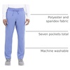 image:imageCherokee iFlex Men Scrubs Pant Tapered Leg Drawstring Cargo CK006Ciel Blue