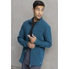 image:imageInfinity Mens Zip Front Jacket Modern Fit RibKnit Panels with 3 Pockets and Knit Sleeve Panel CK332ACaribbean Blue