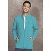 image:imageInfinity Mens Zip Front Jacket Modern Fit RibKnit Panels with 3 Pockets and Knit Sleeve Panel CK332ATeal Blue