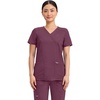 image:imageCherokee Scrubs Top for Women Mock Wrap with 3 Pockets Soft 2Way Stretch amp Durable Fabric  WW610Wine