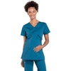 image:imageCherokee WW Professionals Maternity Scrub Top Mock Wrap 3 PocketsCaribbean Blue