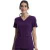 image:imageCherokee Womens Medical Scrub Top Iflex VNeck Knit Panel Top CK605Eggplant