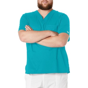 image:imageCherokee Core Stretch Scrubs for Men Tuckable V Neck Scrub TopTeal Blue