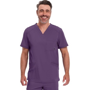 image:imageCherokee Infinity Mens VNeck Scrub Top with 3 Pockets and 360 StretchEggplant