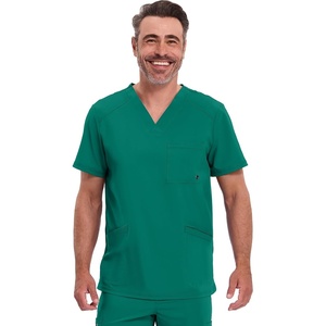 image:imageCherokee Infinity Mens VNeck Scrub Top with 3 Pockets and 360 StretchHunter Green