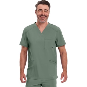 image:imageCherokee Infinity Mens VNeck Scrub Top with 3 Pockets and 360 StretchOlive