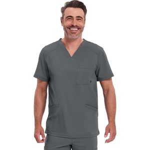 image:imageCherokee Infinity Mens VNeck Scrub Top with 3 Pockets and 360 StretchPewter