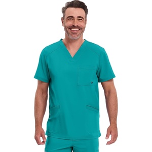 image:imageCherokee Infinity Mens VNeck Scrub Top with 3 Pockets and 360 StretchTeal Blue