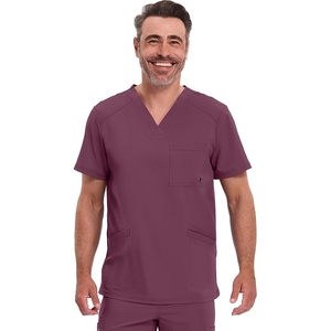 image:imageCherokee Infinity Mens VNeck Scrub Top with 3 Pockets and 360 StretchWine