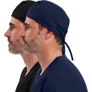 image:imageCherokee Men and Women Scrub Cap with Adjustable Elastic TieBack Lightweight Breathable NoSlip Unisex Surgical Cap  2506Black  Navy  2 Pack