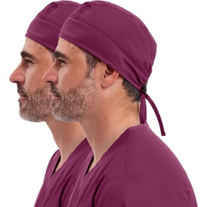 image:imageCherokee Men and Women Scrub Cap with Adjustable Elastic TieBack Lightweight Breathable NoSlip Unisex Surgical Cap  2506Wine  2 Pack