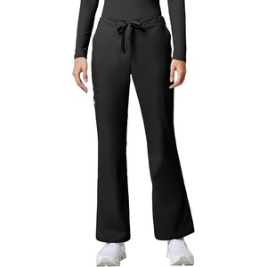image:imageCherokee Scrub Pants for Women Mid Rise Flare Leg Drawstring Cargo Medical Uniform 4 Pocket Durable Easy Care Stretch  4044Black