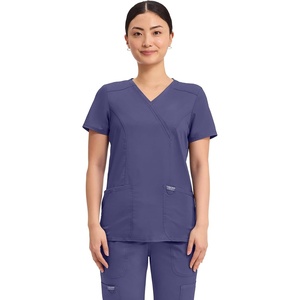 image:imageCherokee Scrubs Top for Women Mock Wrap with 3 Pockets Soft 2Way Stretch amp Durable Fabric  WW610Grape