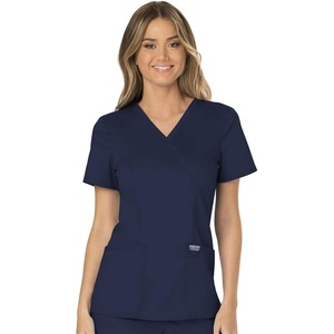 image:imageCherokee Scrubs Top for Women Mock Wrap with 3 Pockets Soft 2Way Stretch amp Durable Fabric  WW610Navy