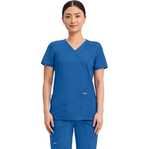 image:imageCherokee Scrubs Top for Women Mock Wrap with 3 Pockets Soft 2Way Stretch amp Durable Fabric  WW610Royal