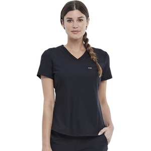 image:imageCherokee Scrubs for Women VNeck Top  Tuckable Contemporary Fit Top Stretch Knit MoistureWicking Shirttail Hem  CK819Black