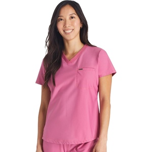 image:imageCherokee Scrubs for Women VNeck Top  Tuckable Contemporary Fit Top Stretch Knit MoistureWicking Shirttail Hem  CK819Blush Berry
