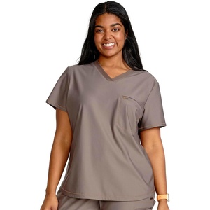 image:imageCherokee Scrubs for Women VNeck Top  Tuckable Contemporary Fit Top Stretch Knit MoistureWicking Shirttail Hem  CK819Iron