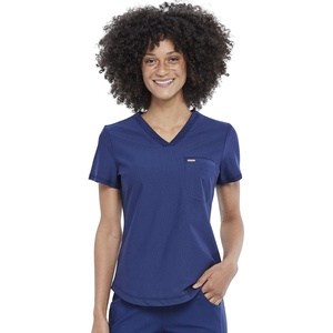 image:imageCherokee Scrubs for Women VNeck Top  Tuckable Contemporary Fit Top Stretch Knit MoistureWicking Shirttail Hem  CK819Navy