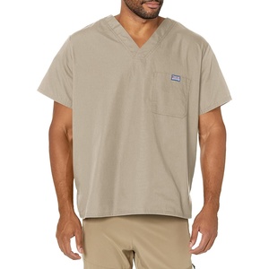 image:imageCherokee VNeck Mens Scrub Top with Chest Pocket Durable Fade Resistant and Easy CareKhaki
