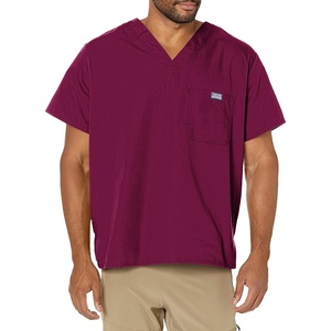 image:imageCherokee VNeck Mens Scrub Top with Chest Pocket Durable Fade Resistant and Easy CareWine
