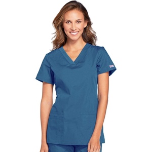 image:imageCherokee WW Originals Womens VNeck Scrub Top Nurse Shirt with 3 PocketsCaribbean Blue
