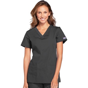 image:imageCherokee WW Originals Womens VNeck Scrub Top Nurse Shirt with 3 PocketsPewter
