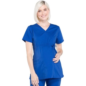 image:imageCherokee WW Professionals Maternity Scrub Top Mock Wrap 3 PocketsGalaxy Blue