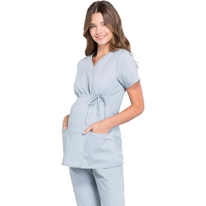 image:imageCherokee WW Professionals Maternity Scrub Top Mock Wrap 3 PocketsGrey