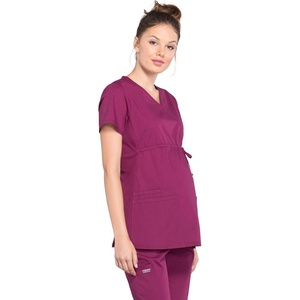 image:imageCherokee WW Professionals Maternity Scrub Top Mock Wrap 3 PocketsWine