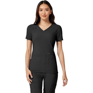 image:imageCherokee Womens Medical Scrub Top Iflex VNeck Knit Panel Top CK605Black