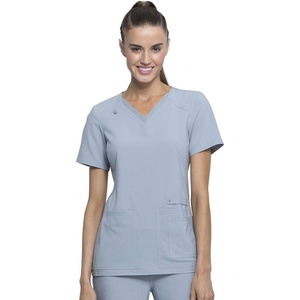 image:imageCherokee Womens Medical Scrub Top Iflex VNeck Knit Panel Top CK605Grey