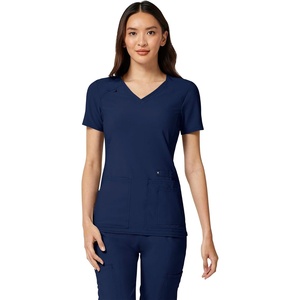 image:imageCherokee Womens Medical Scrub Top Iflex VNeck Knit Panel Top CK605Navy