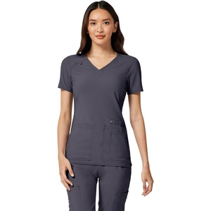 image:imageCherokee Womens Medical Scrub Top Iflex VNeck Knit Panel Top CK605Pewter