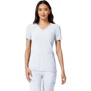 image:imageCherokee Womens Medical Scrub Top Iflex VNeck Knit Panel Top CK605White