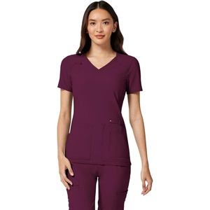 image:imageCherokee Womens Medical Scrub Top Iflex VNeck Knit Panel Top CK605Wine