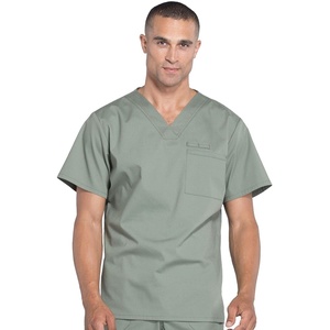 image:imageCherokee Workwear Professionals VNeck Scrub Tops for Men Chest PocketOlive