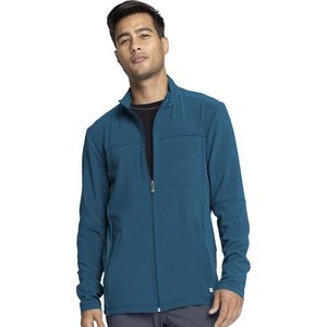 image:imageInfinity Mens Zip Front Jacket Modern Fit RibKnit Panels with 3 Pockets and Knit Sleeve Panel CK332ACaribbean Blue