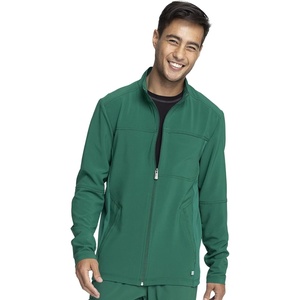 image:imageInfinity Mens Zip Front Jacket Modern Fit RibKnit Panels with 3 Pockets and Knit Sleeve Panel CK332AHunter Green