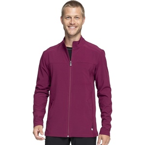 image:imageInfinity Mens Zip Front Jacket Modern Fit RibKnit Panels with 3 Pockets and Knit Sleeve Panel CK332AWine