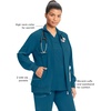 image:imageCherokee Infinity Scrub Jacket for Women Zip Front Contemporary FitCaribbean Blue