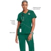 image:imageCherokee Infinity Scrub Top for Women Mock Wrap StretchHunter Green