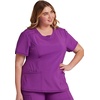 image:imageCherokee Infinity Womens Round Neck Scrub Top with 3 PocketsBright Violet