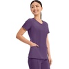 image:imageCherokee Infinity Womens Round Neck Scrub Top with 3 PocketsEggplant