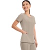 image:imageCherokee Infinity Womens Round Neck Scrub Top with 3 PocketsKhaki