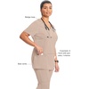 image:imageCherokee Infinity Womens Round Neck Scrub Top with 3 PocketsKhaki